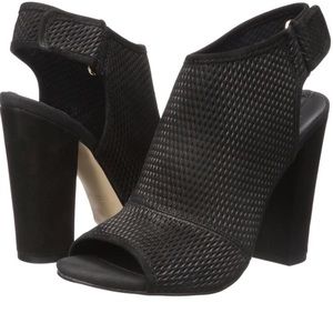 Black peep toe ankle boots booties block heel